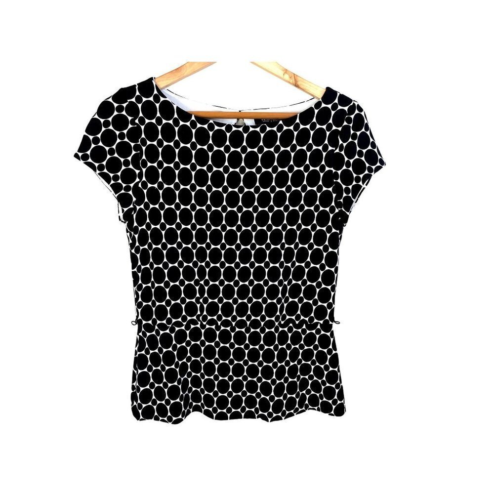 WHBM Mod Black & White Polka Dot Top S